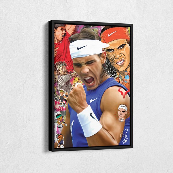 Rafael Nadal, affiche de tennis, pop art, toile d'art mural, décoration d'intérieur, impression, affiche encadrée, homme des cavernes, cadeau