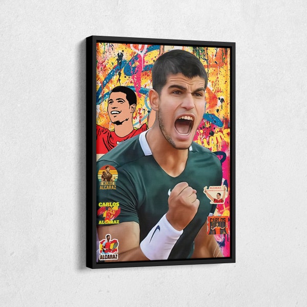 Carlos Alcaraz Poster Tennis Pop Art Toile Art mural Décoration d'intérieur Impression Poster encadré Homme des cavernes Cadeau