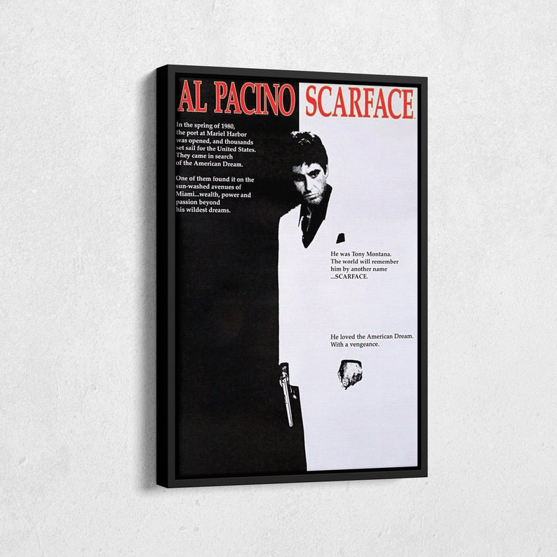 Scarface Poster Al Pacino Movie Poster Black and White Canvas Wall Art ...
