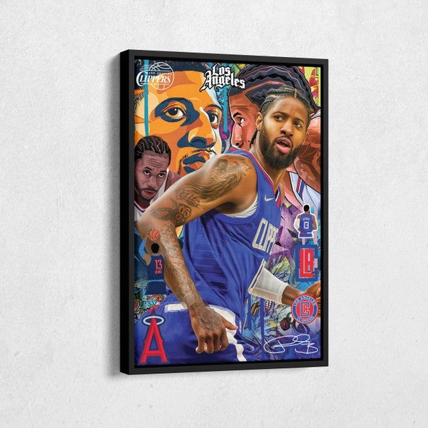 Paul George Poster Los Angeles Clippers NBA Pop Art Canvas Wall Art Home Decor Print Framed Poster Man Cave Gift