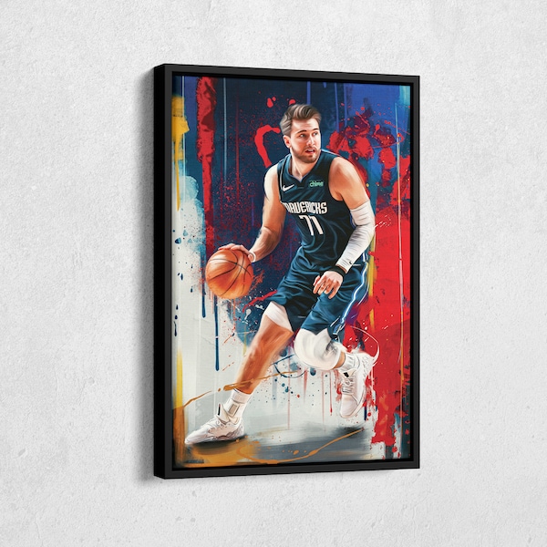 Luka Doncic Poster Dallas Mavericks Artwork Canvas Wall Art Print Home Decor Framed Poster