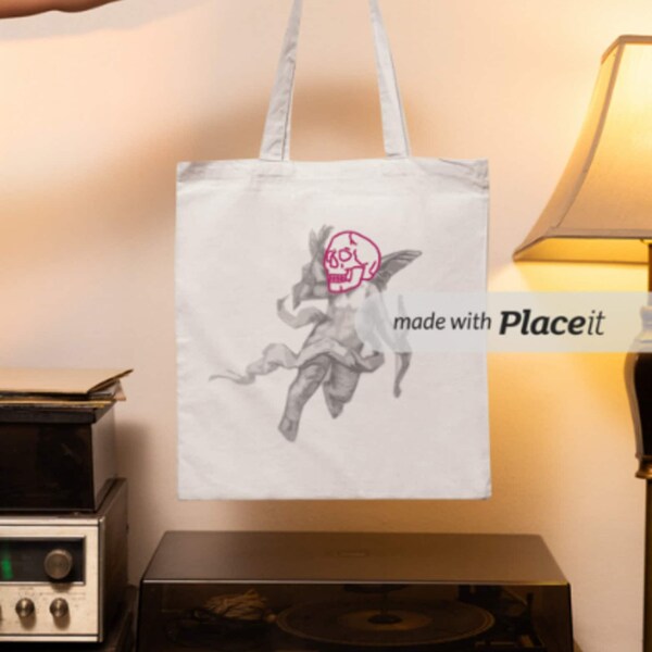 Vintage Tote Bag, Cupid, Retro Style Valentine, Gifs for her, Gifs for him, Simple Canvas Bag, Eco Bag, Shopping Bag, Shoulder Bag