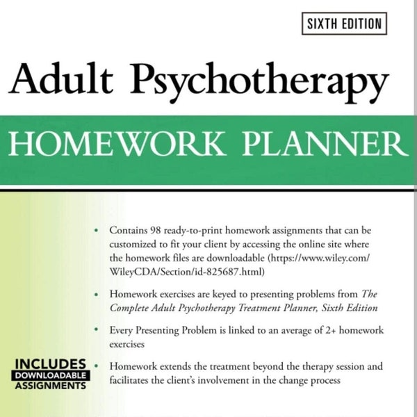 Adult Psychotherapy Homework Planner, Sixth Edition. ( Digital Copy only )