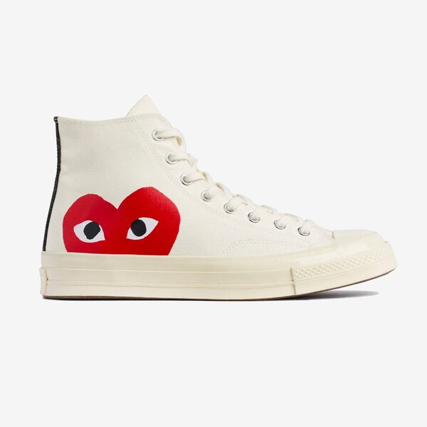 Comme Des Garcons play x Converse High-top Trainers - White / Beige - Sizes 3 - 10 UK