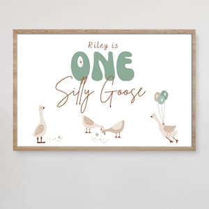 ONE Silly Goose Birthday Poster, Silly Goose Birthday Template, ONE Silly Goose Poster Template, First Birthday Party Backdrop, Editable