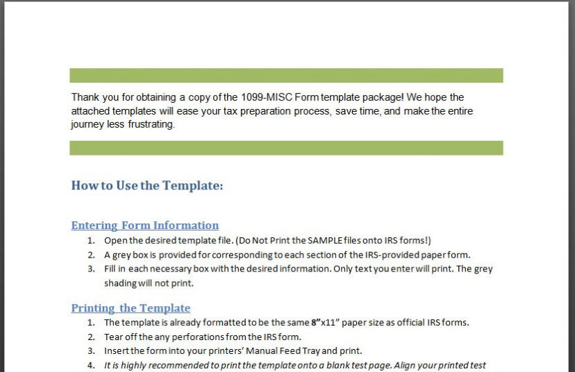 1099-MISC/1096 IRS Copy A - 2023 Form Print Template for Word and PDF ...