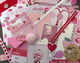 Strawberry Shortcake Characters-Inspired Mini Ephemera and Craft Kit, Mystery Kit with 40+ items