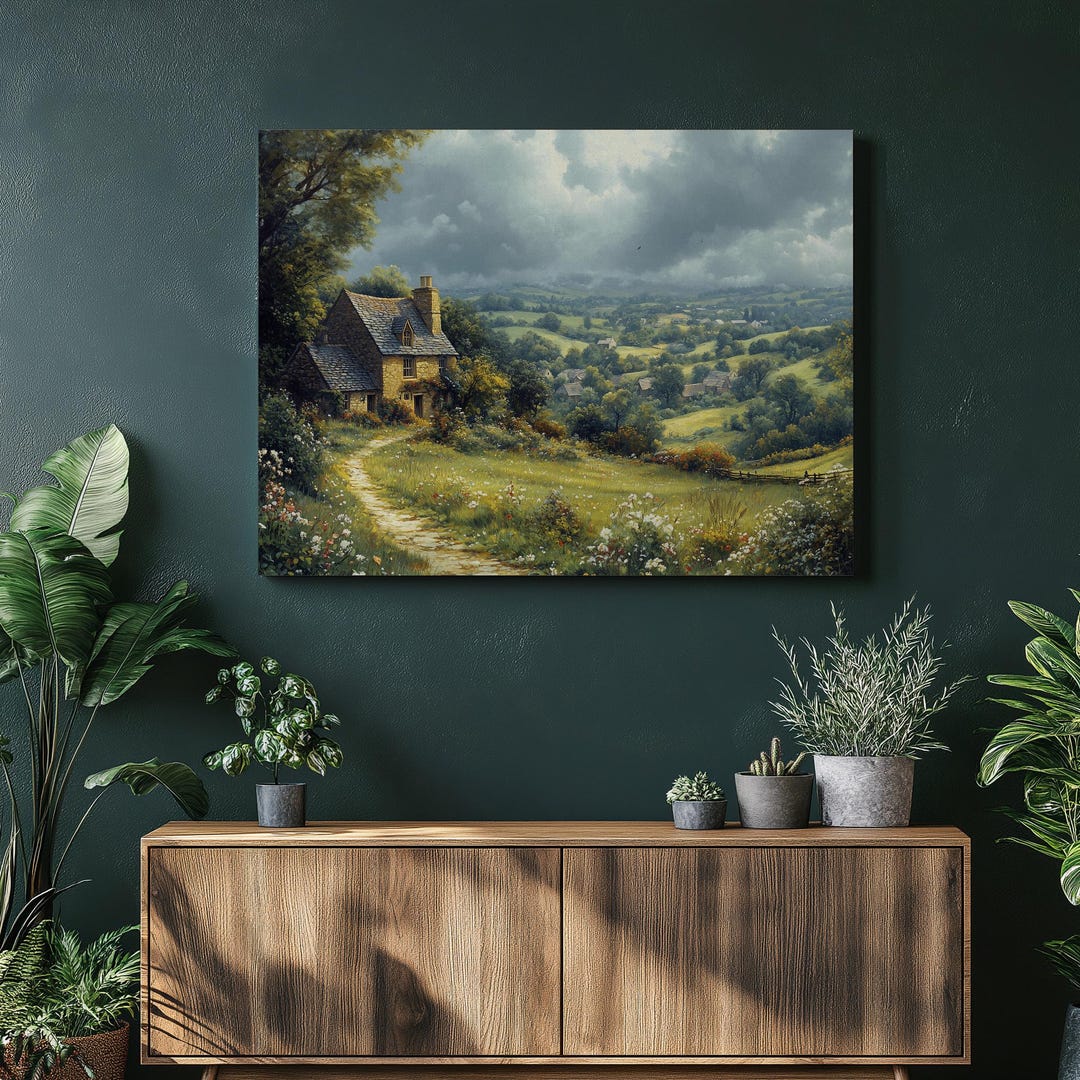 Countryside Cottage Canvas Wall Art – Bibury Cotswolds Village ...