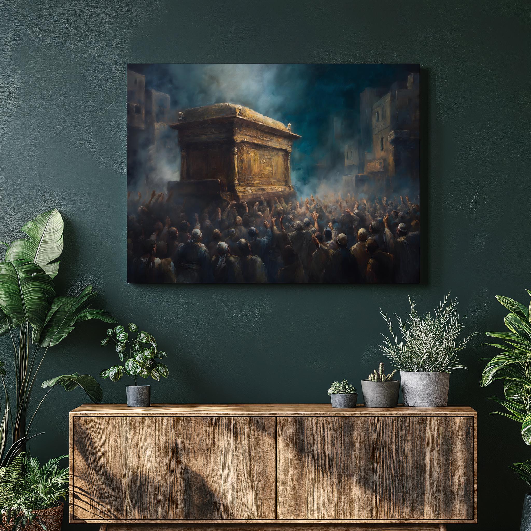 Biblical Ark Canvas Wall Art – Covenant Procession Baroque Dark Temple ...