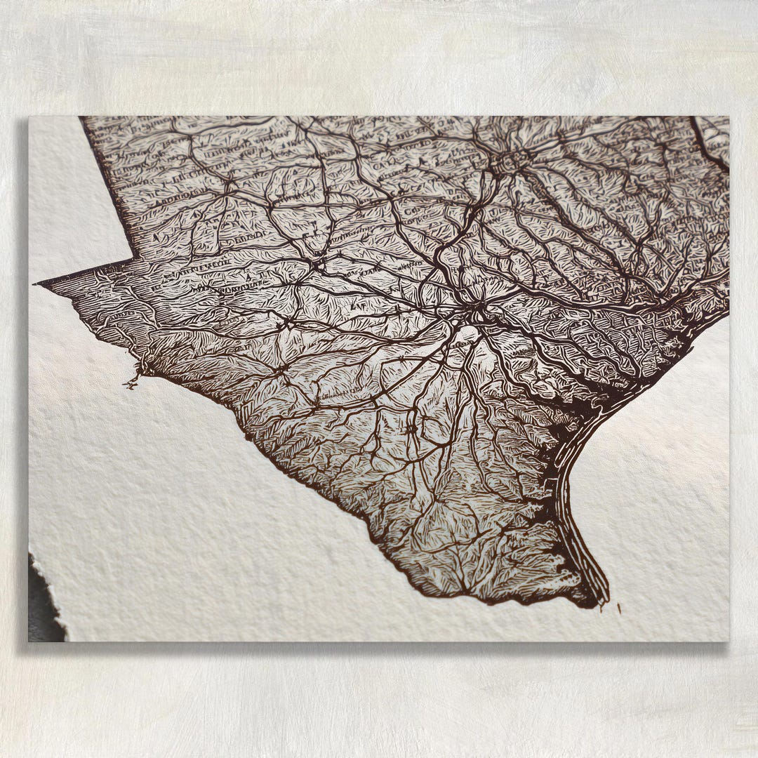 Texas Vintage Map Canvas Wall Art - Rustic State Cartography Print ...