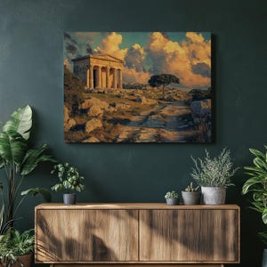 Ggantija Temples Canvas Wall Art Print - Ancient Malta Landmark Painting Decor, Scenic Temple Landscape Gift for Home Wall Display