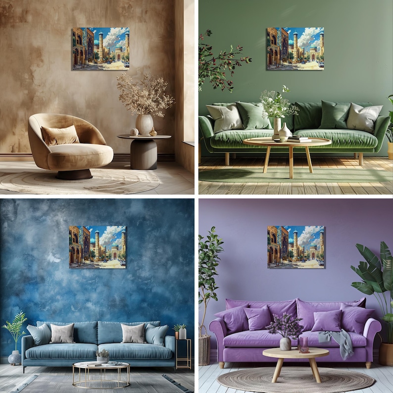 Test 3 mockup for Uzbekistan Canvas Wall Art, traditional Silk Road bazaar painting, high detail, nostalgic Uzbek tilework, super realistic oil painting
