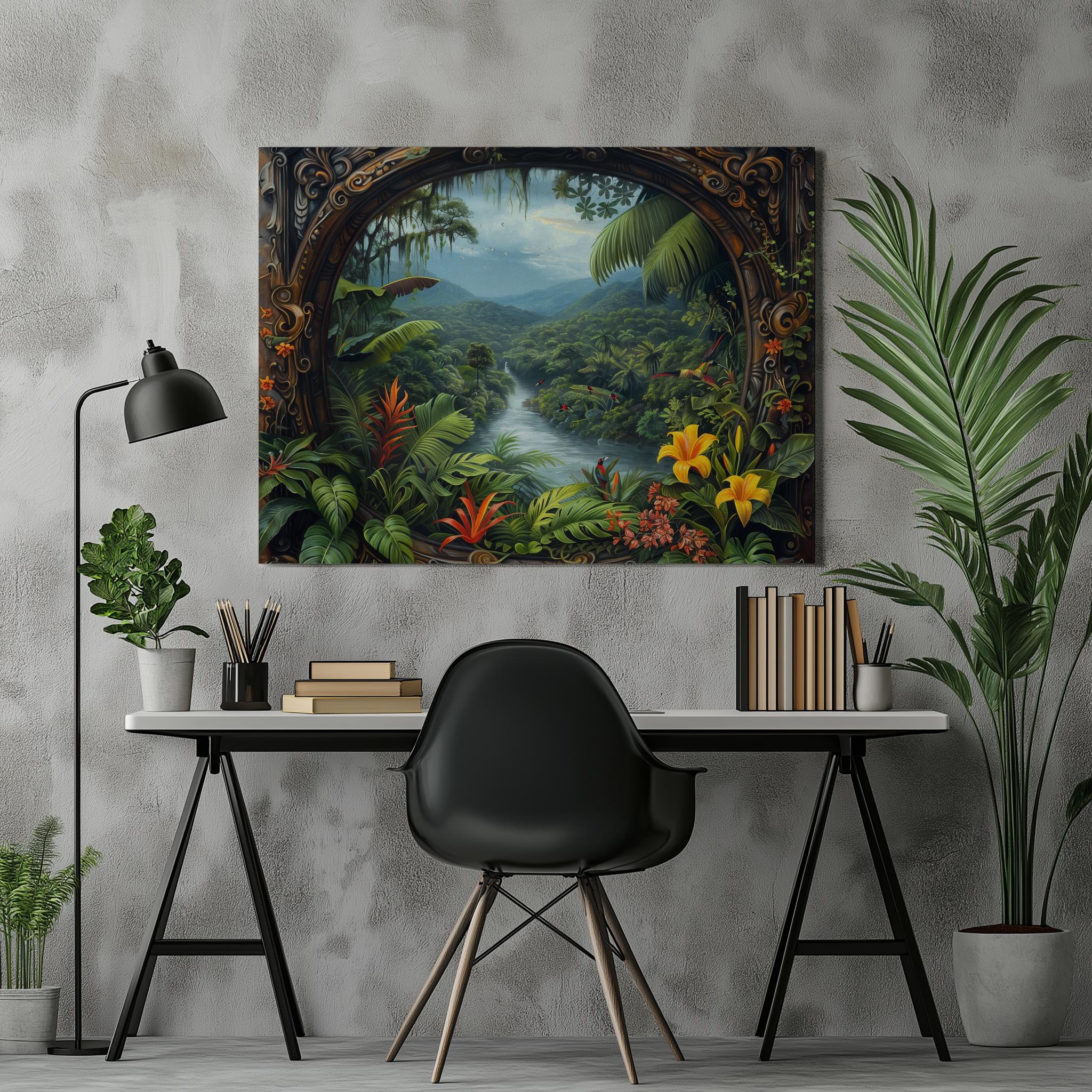 Brazil Canvas Wall Art, Exotic Amazon Rainforest Painting Lush