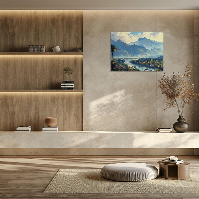 Test 3 mockup for Catchy Laos Canvas Wall Art Nostalgic Luang Prabang Detailed Painting for Living Room Decoration Glittering, Inexpensive Canvas Wall Artwork