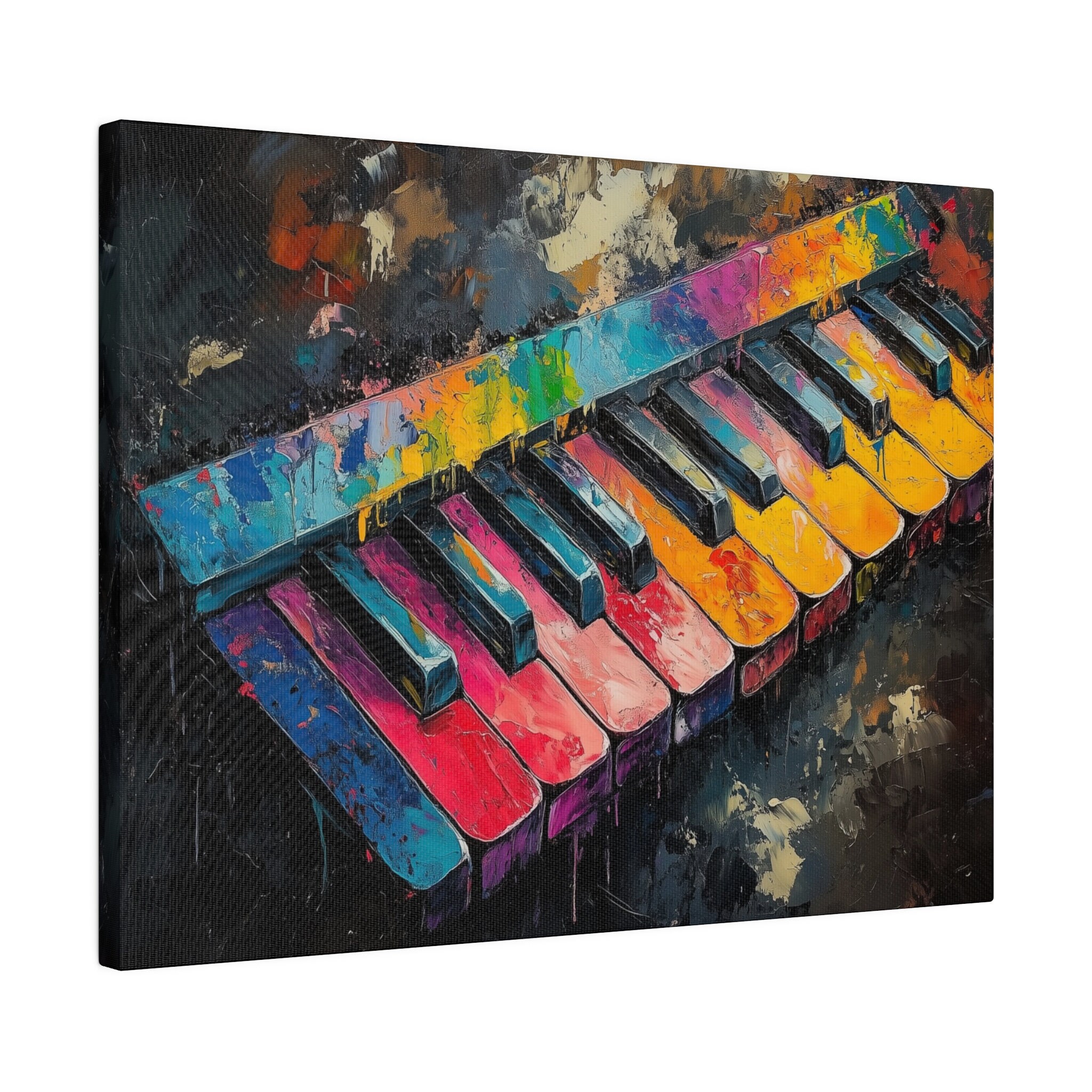 Melodica Canvas Wall Art - Colorful Keyboard Graffiti Abstract Art