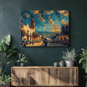 Mexico Canvas Wall Art Nostalgic Mariachi, Mexican Decor Poster Print, Traditional Dia de los Muertos Painting, High Resolution Art, Vibrant