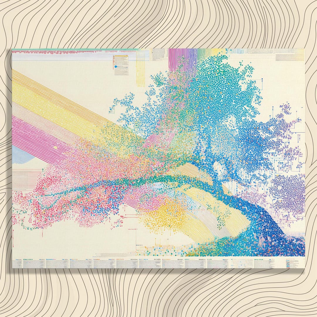 Language Family Tree Canvas Wall Art – Rainbow Dot Diagram for ...