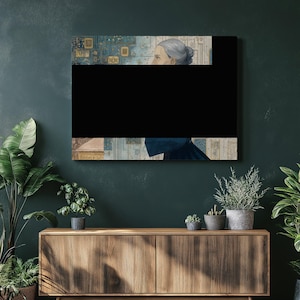 Genius Scientist Portrait Canvas Wall Art – chalkboard equations golden apple print classic science decor math teacher gift education print