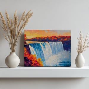 Canada Canvas Wall Art, Vibrant Niagara Falls Autumn Art Print, Scenic Canadian Landscape, Home Decor, Nature Canvas, Art for Sale, Fine Art
