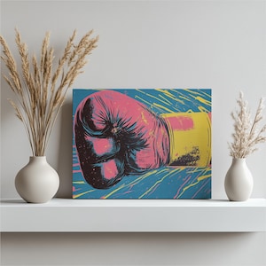 Vibrant Boxing Glove Canvas Art - Abstract Sports Poster for Gym, Home Gym Living Room - Contemporary Fitness Wall Decor Print