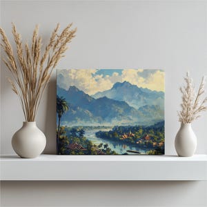 Test 3 mockup for Catchy Laos Canvas Wall Art Nostalgic Luang Prabang Detailed Painting for Living Room Decoration Glittering, Inexpensive Canvas Wall Artwork