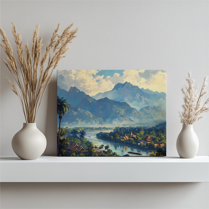 Test 3 mockup for Catchy Laos Canvas Wall Art Nostalgic Luang Prabang Detailed Painting for Living Room Decoration Glittering, Inexpensive Canvas Wall Artwork