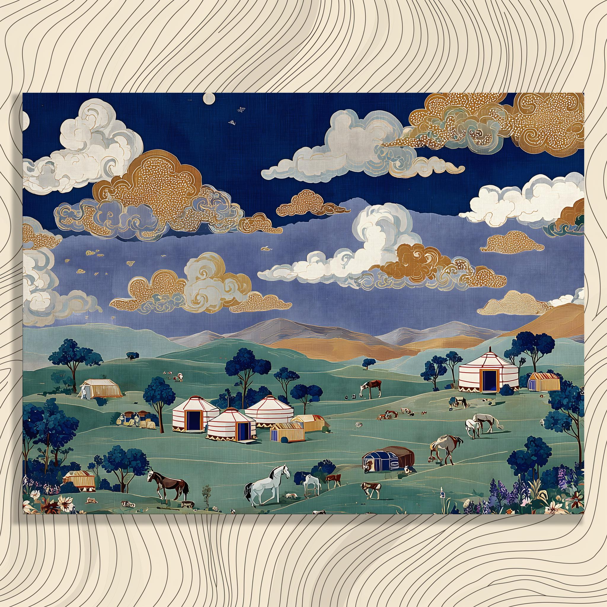 [専用]モンゴル風景ミニアート Mongolian painting - Etsy 日本