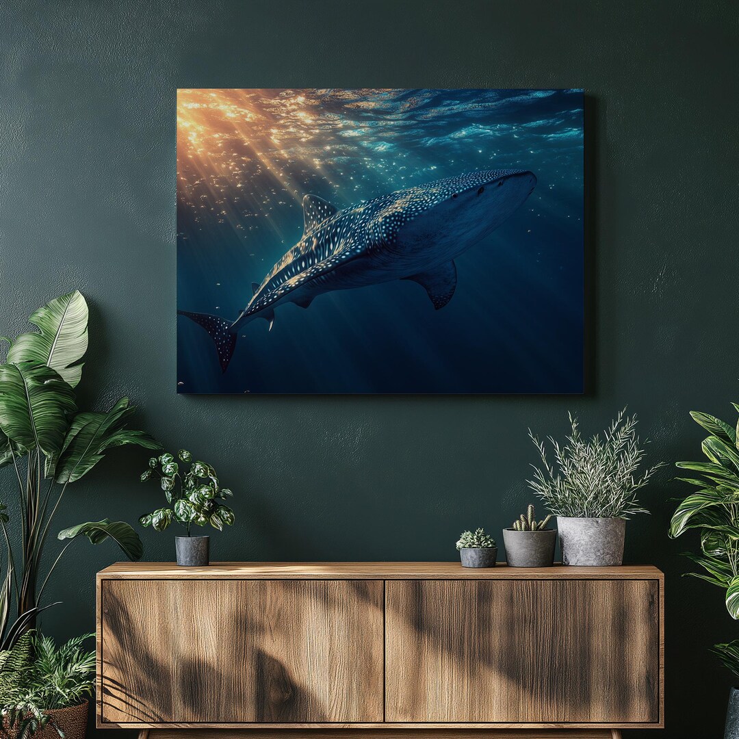 Whale Shark Canvas Wall Art Underwater Ocean Animal Painting Marine ...