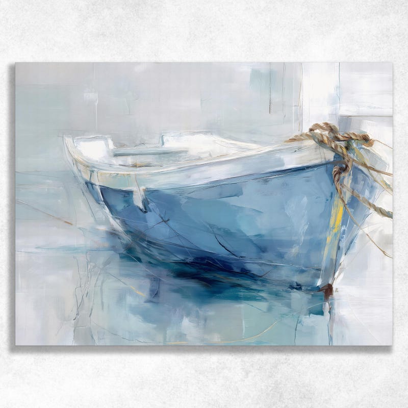Blue Row Boat Wall Art - Etsy
