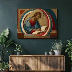 Byzantine Saint Luke canvas wall art – orthodox icon traditional art gospel writer luke bible art print christian presents byzantine icon