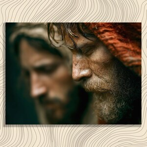 Dramatic Biblical Canvas Wall Art - Portrait of Hooded Bearded Men in Robes Classic Spiritual Christian Decor Print for Faith Filled Homes