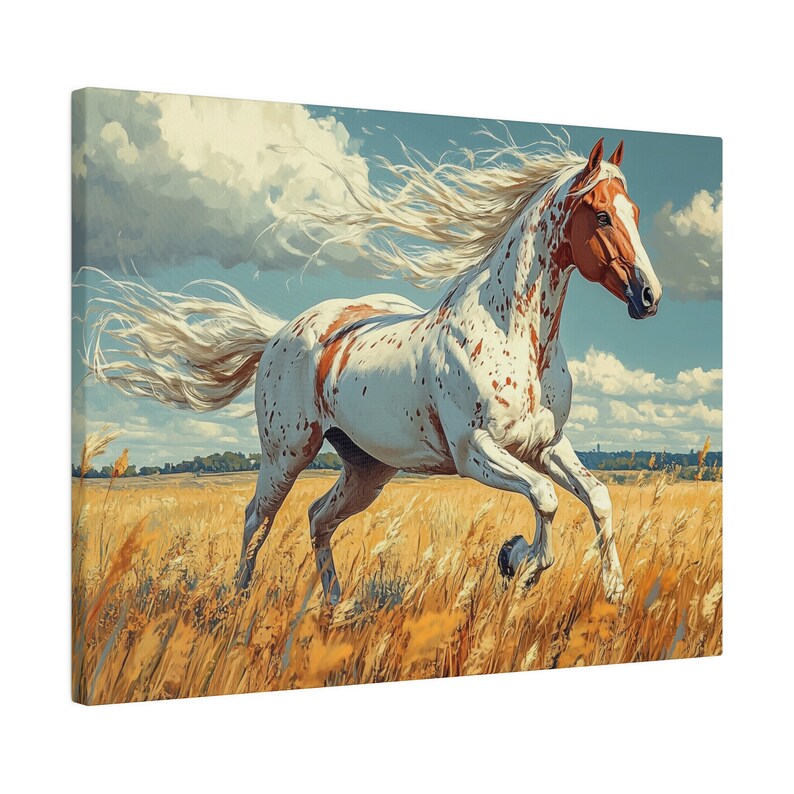 Arabian Horse Canvas Wall Art, Flowing Mane Equestrian Decor Majestic