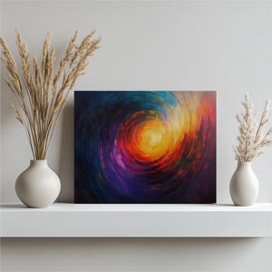 Large Vibrant Abstract Art Canvas Wall Print Painting Decor - Colorful Vortex Energy Modern Home Office Bedroom Wall Art Gift