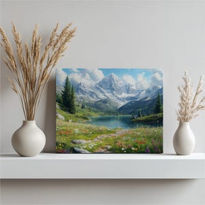 Forest Lake Landscape Canvas Wall Art - Vibrant Nature Print Painting for Home Decor, Tranquil Wildflower Scenery Art, Perfect Gift