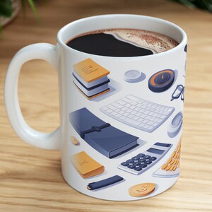 Taza de trabajo de gerente financiero, taza de café, taza de té, regalo profesional, regalo de cumpleaños, trabajo, hermoso, profesional, arte de tendencia, diseño popular