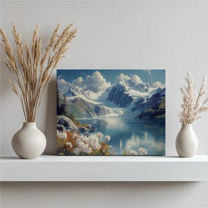 Alaska Glacier Canvas Wall Art - National Park Decor | Mountains Lake Landscape Art Print | Nature Photography Scenic View for Home Decor