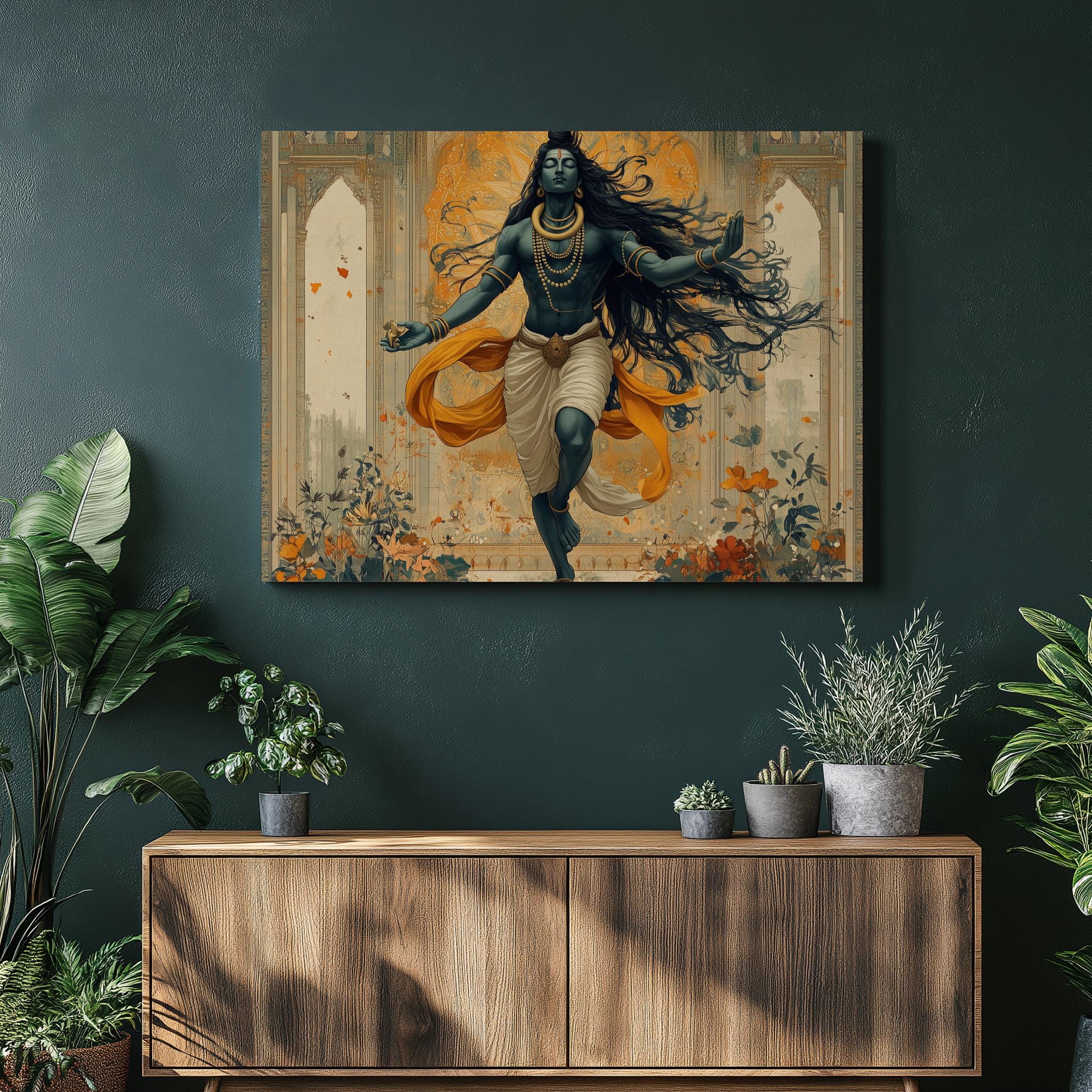 Sacred Geometry Mandala Art Shiva Canvas Painting Cosmic Dance