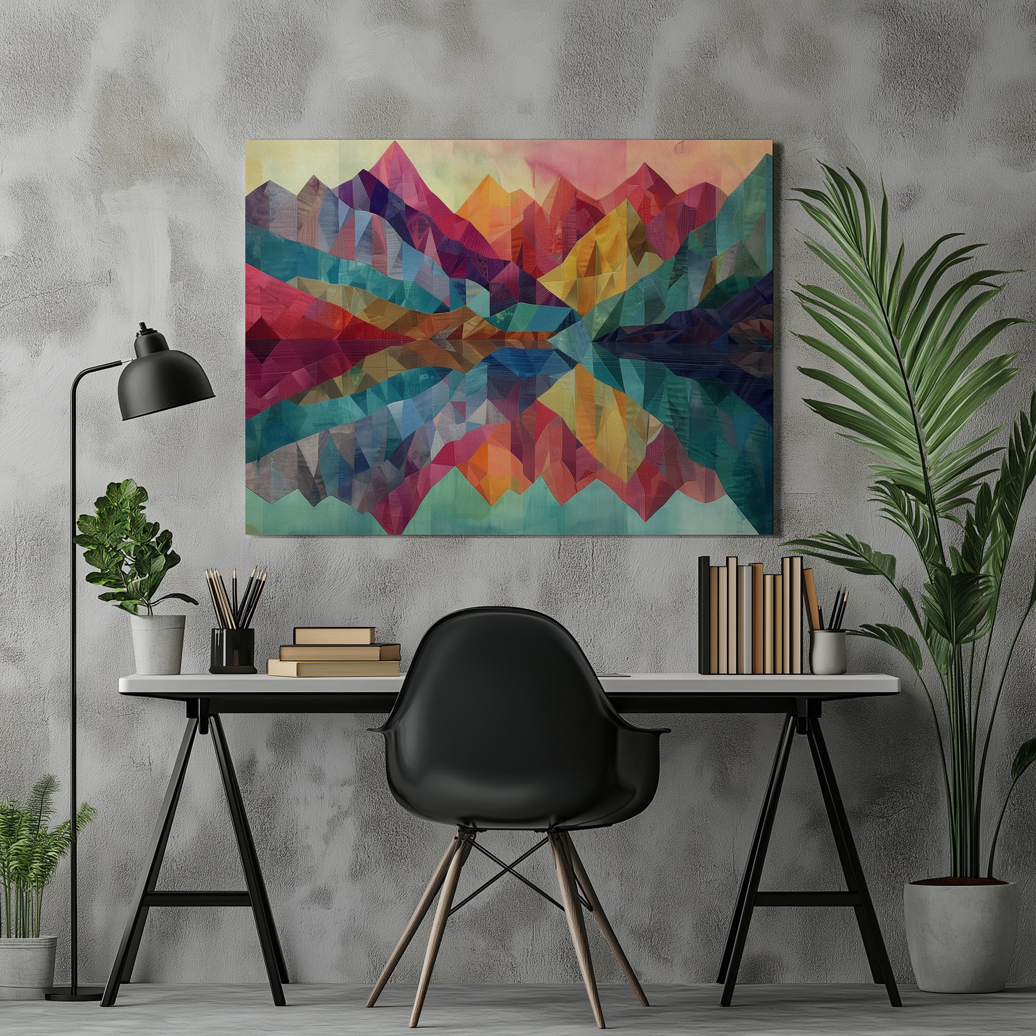 Colorful Dreamy Mountain Landscape Canvas Wall Art, Abstract Surreal ...