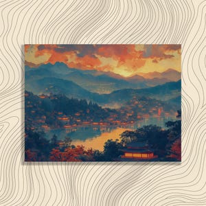 South Korea Canvas Wall Art: Vibrant Landscape Painting Colorful Nature Scene Unique Home Decor High-Quality Print Korean Artistic Touch