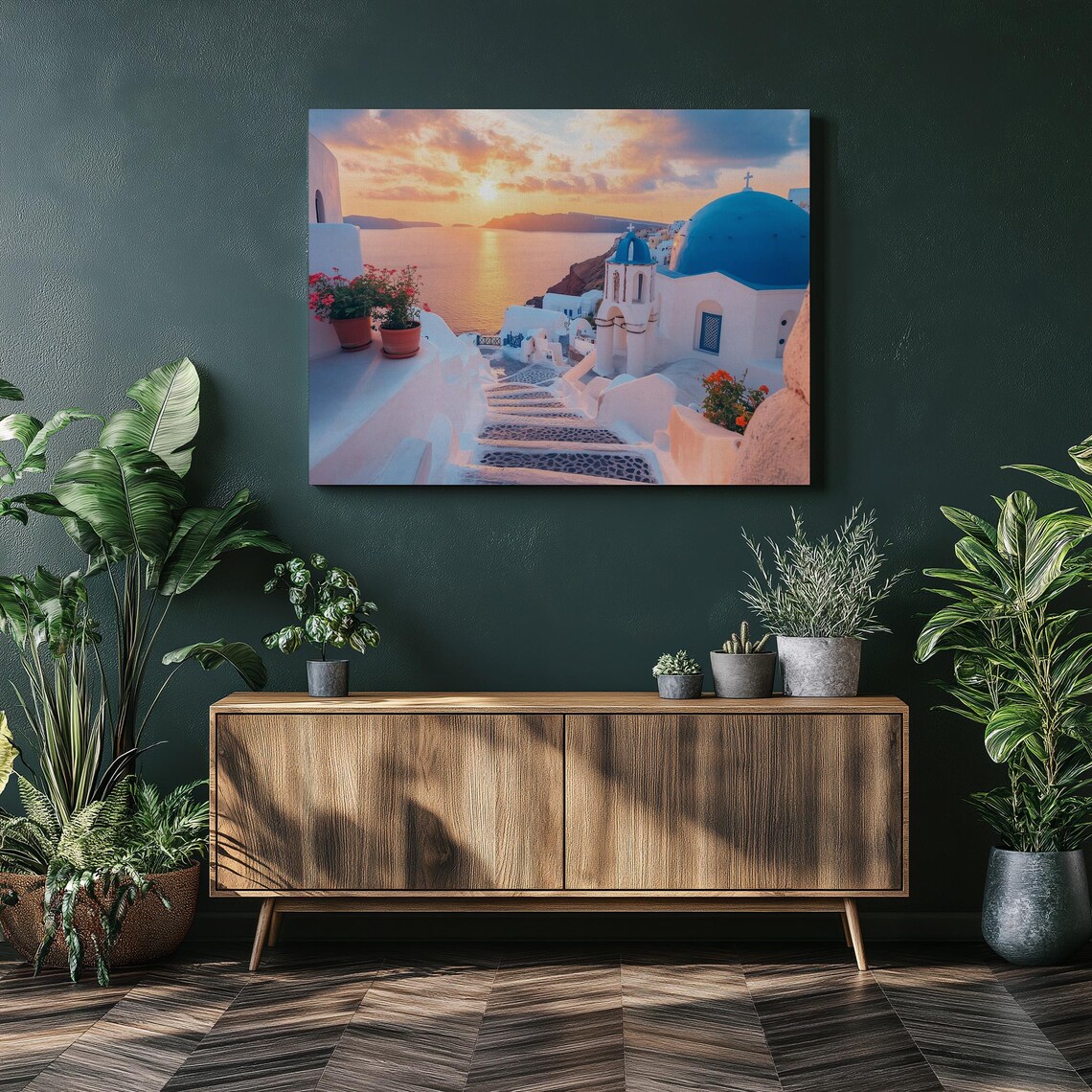 Santorini Sunset Canvas Wall Art, Greece Travel Decor, Stunning ...