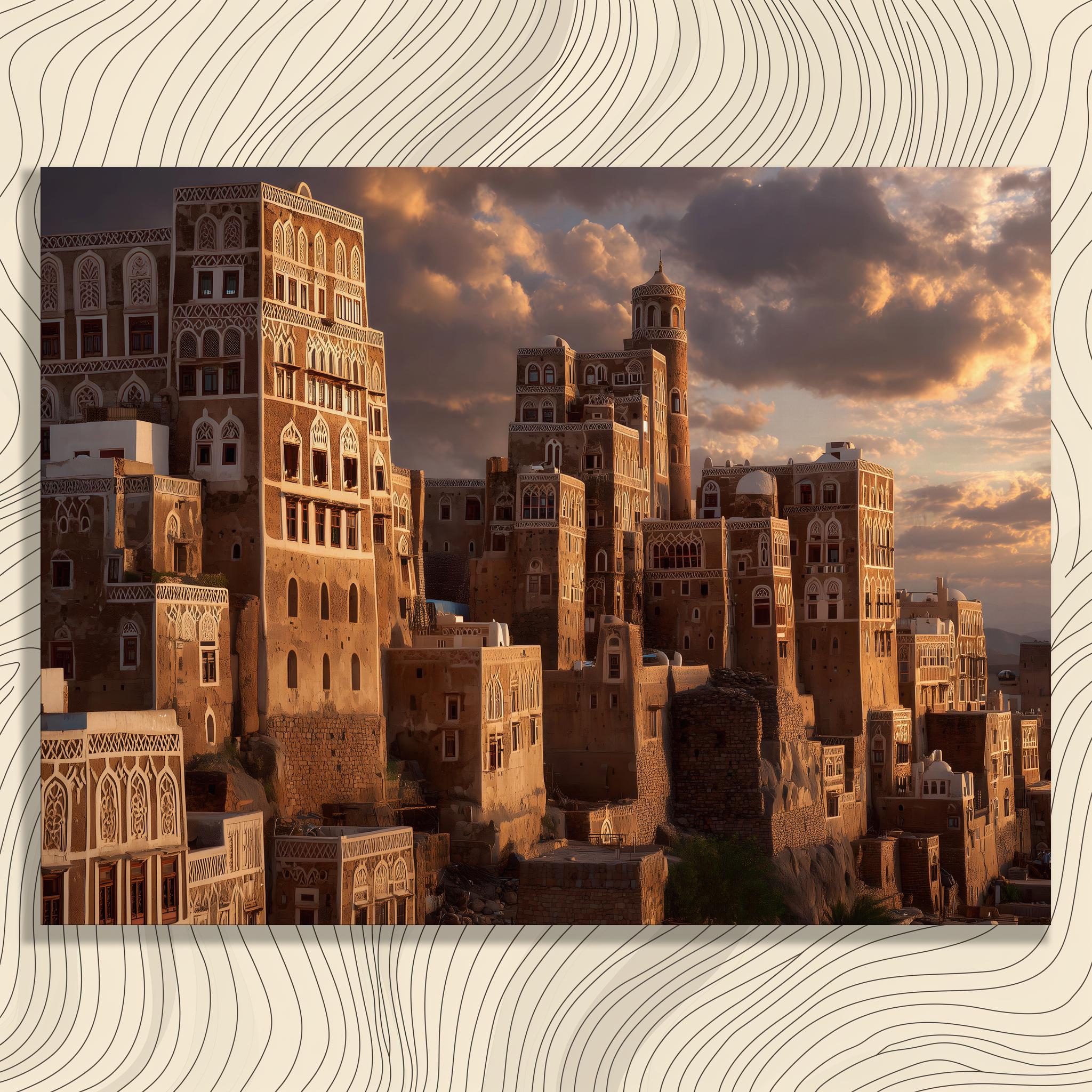 Yemen Desert Skyline Canvas Wall Art - Yemen Cityscape Print