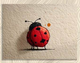 Whimsical Ladybug Canvas Wall Art – Cute Red and Black Beetle Print for Bug Lovers