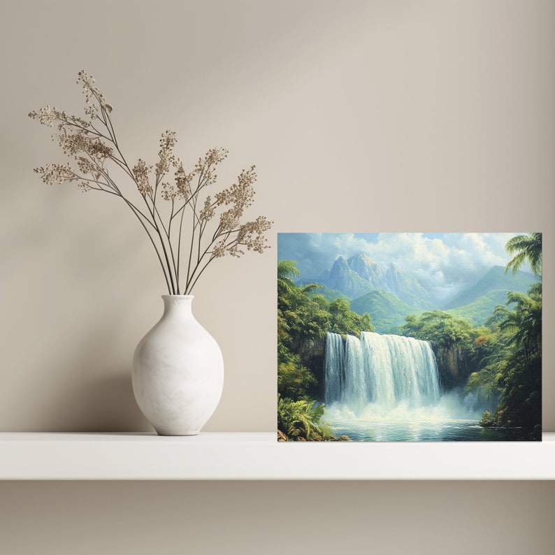 Australia Canvas Wall Art, Lush Rainforest Waterfalls Art Print