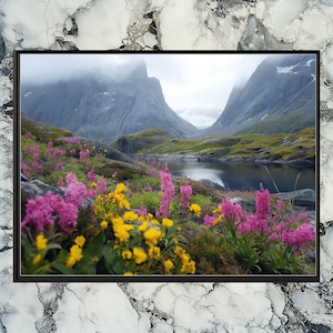 Norwegian Landscape Canvas Wall Art, Breathtaking Scandinavian Nature Print, Majestic Fjords and Mountains Artwork, Nordic Home Decor piece