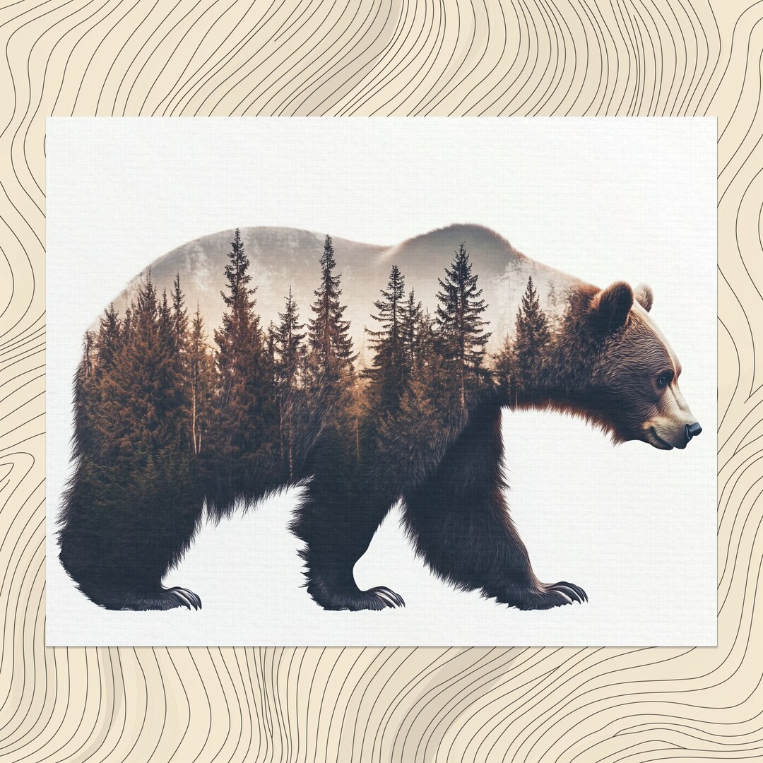 Bear Canvas Wall Art Wildlife Decor Home Design Forest Artwork Wall
