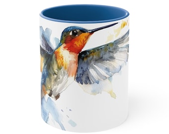 Blue Yellow Hummingbird Mug | Animal Lover, Coffee Mug, Tea Mug, Nature, Present, Gift, Birthday, Holiday, Vacation, Beautiful Mugs, Popular