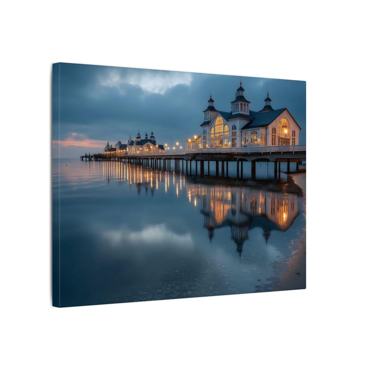 トワイライトピアキャンバスウォールアート – 海岸の海景プリント