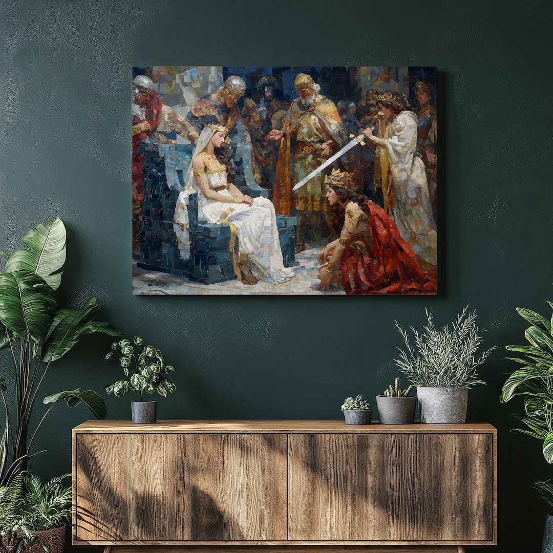 Knight Getting Coronated Medieval Coronation Canvas Wall Art – Queen Portrait Royalty Painting ...