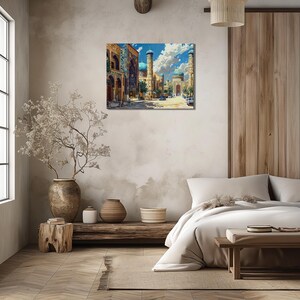 Test 3 mockup for Uzbekistan Canvas Wall Art, traditional Silk Road bazaar painting, high detail, nostalgic Uzbek tilework, super realistic oil painting