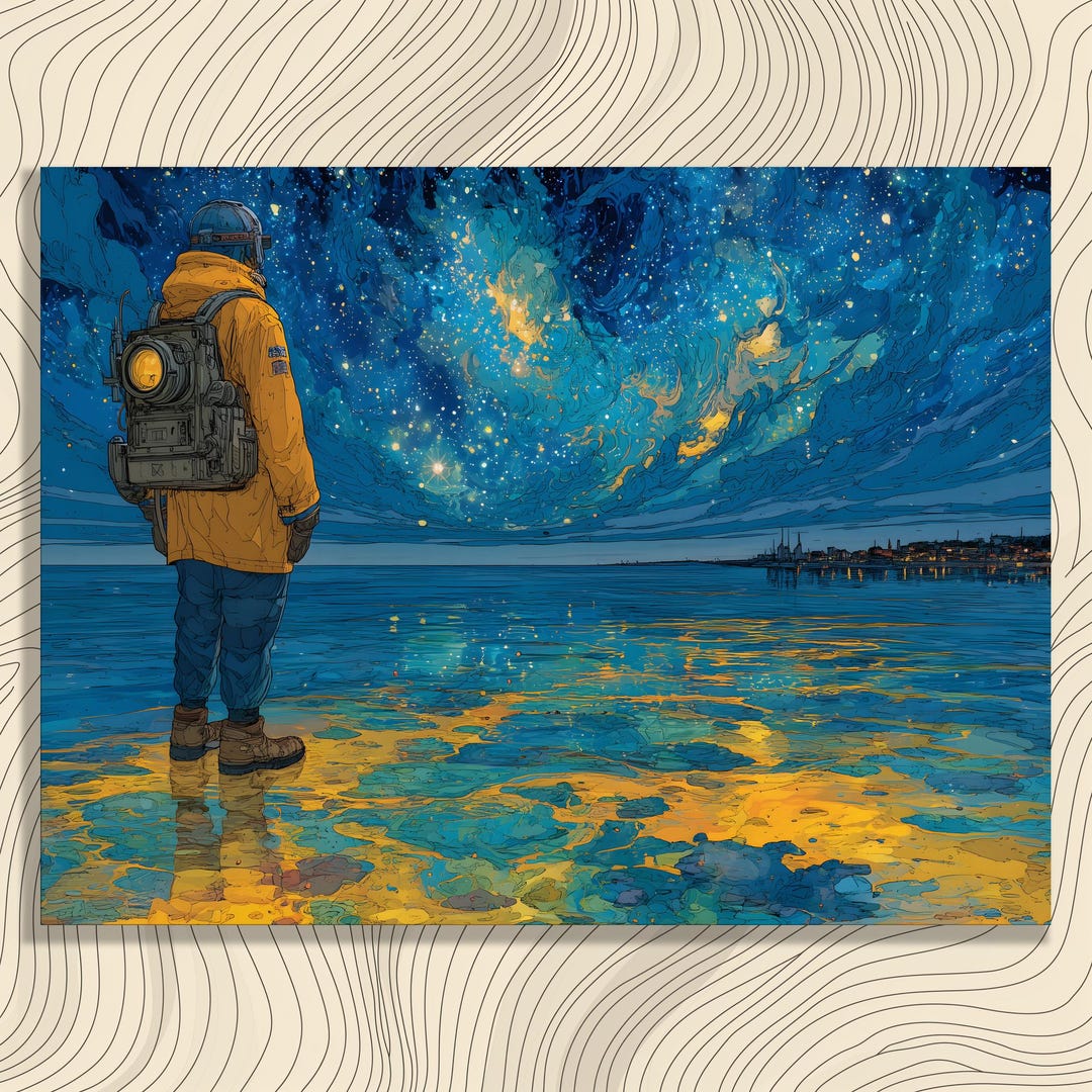 Starry Night Canvas Wall Art – Modern Art Print Night Sky Decor Milky ...